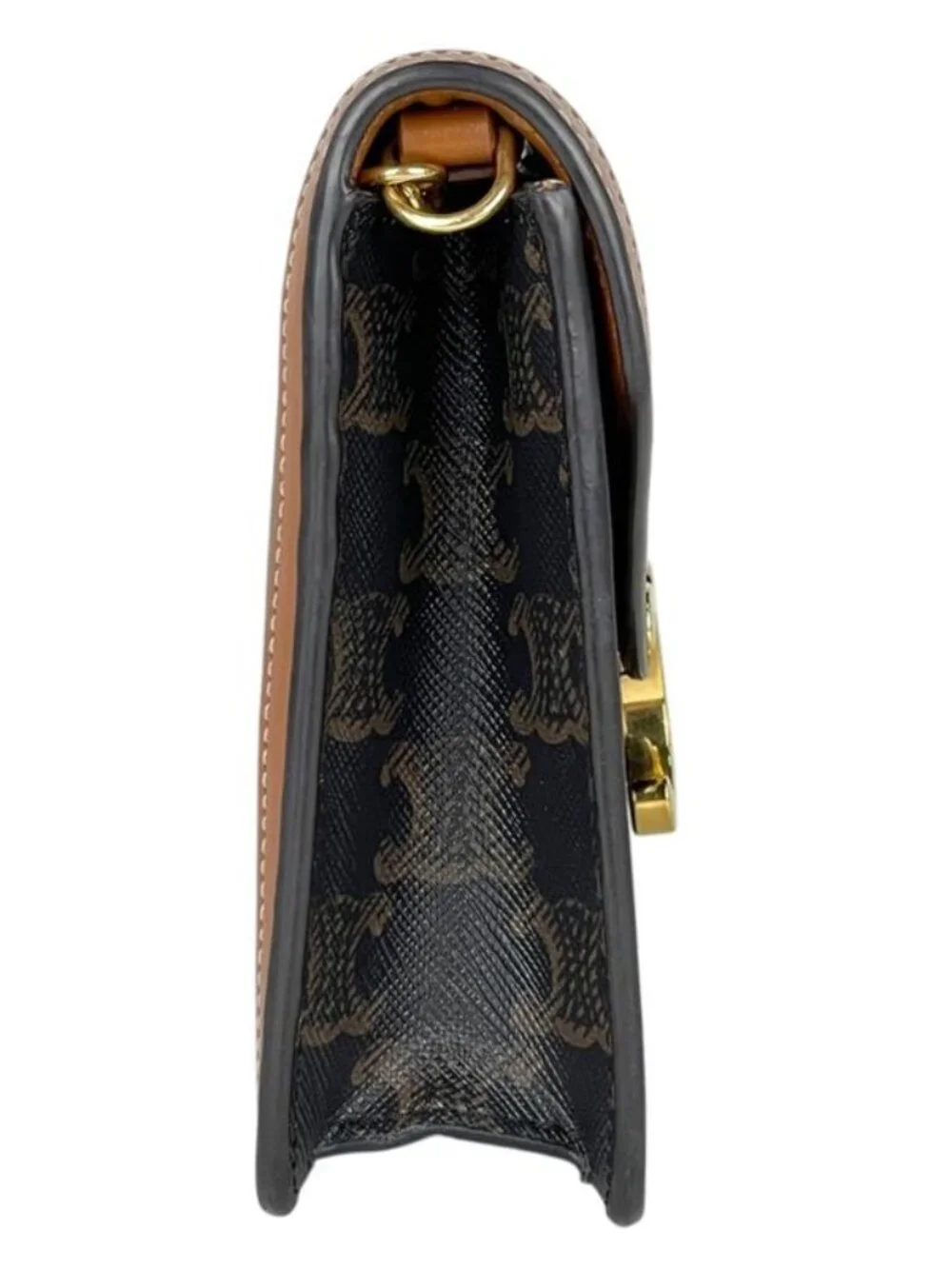 Celine Chain Wallet Margo Triomphe 2-Way Clutch Brown Black - Picture 4 of 12